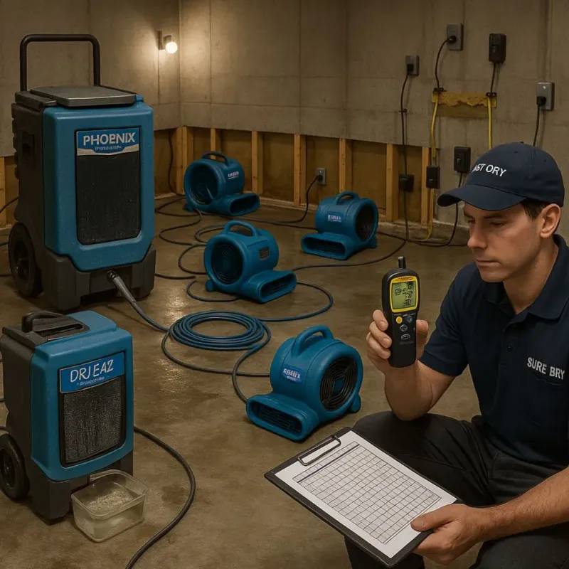 Structural Drying and Dehumidification process in Redford, MI